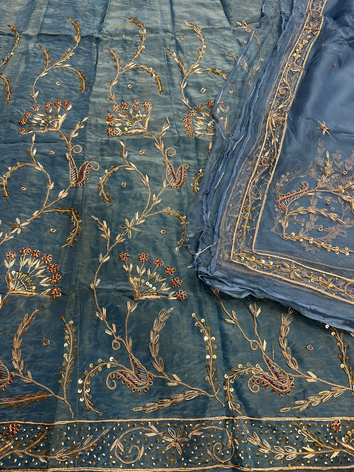 Heavy tissue  thakurji pure odhna heavy jardoji dabka work poshak*