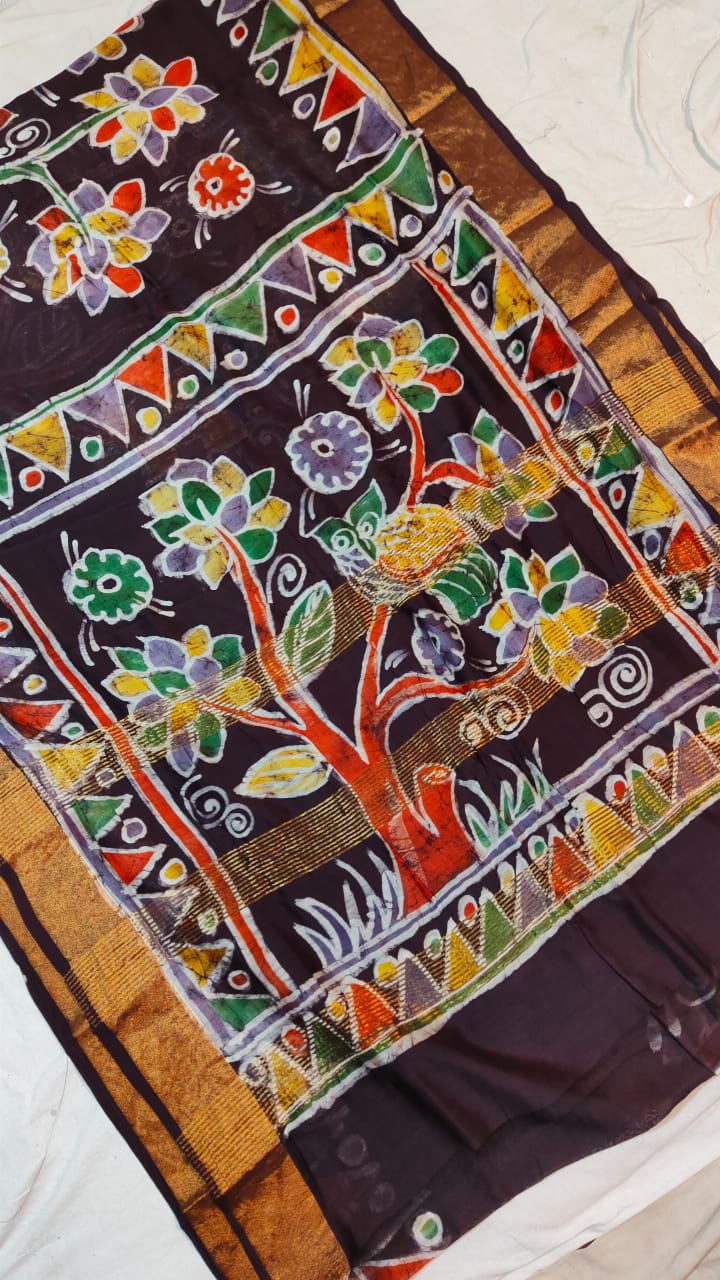 Batik pure Chanderi silk saree