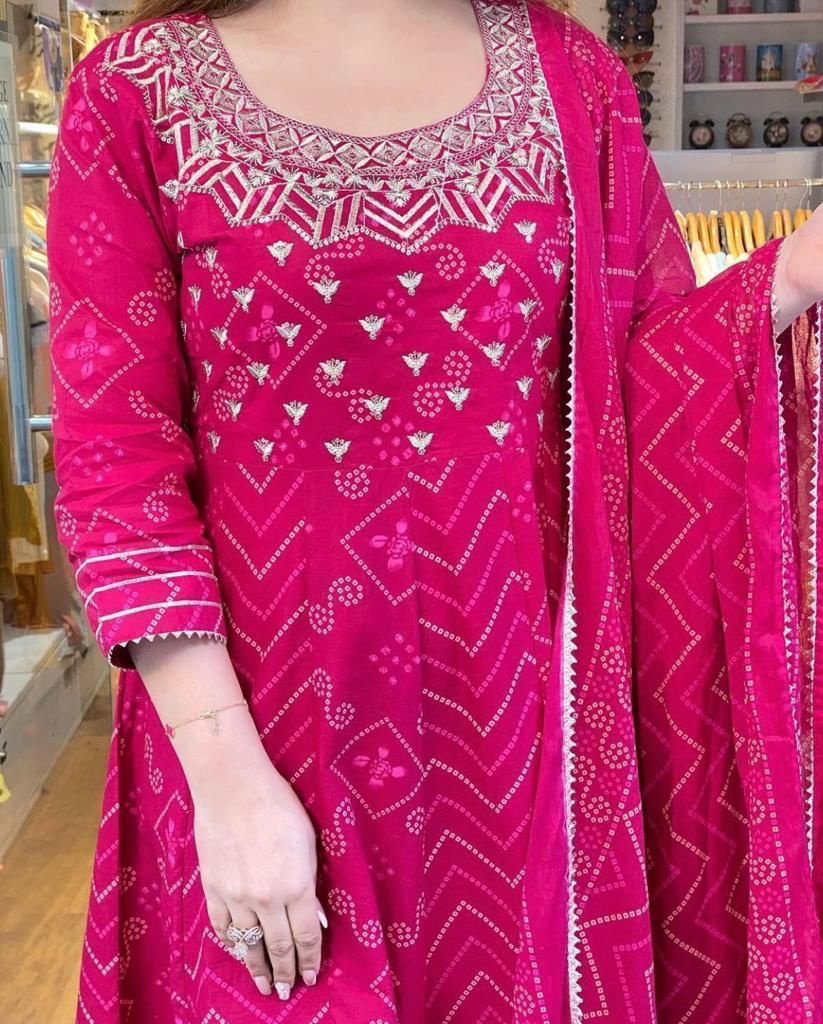 Anarkali kurti with Pant and Dupatta   Size - 38 to 44*