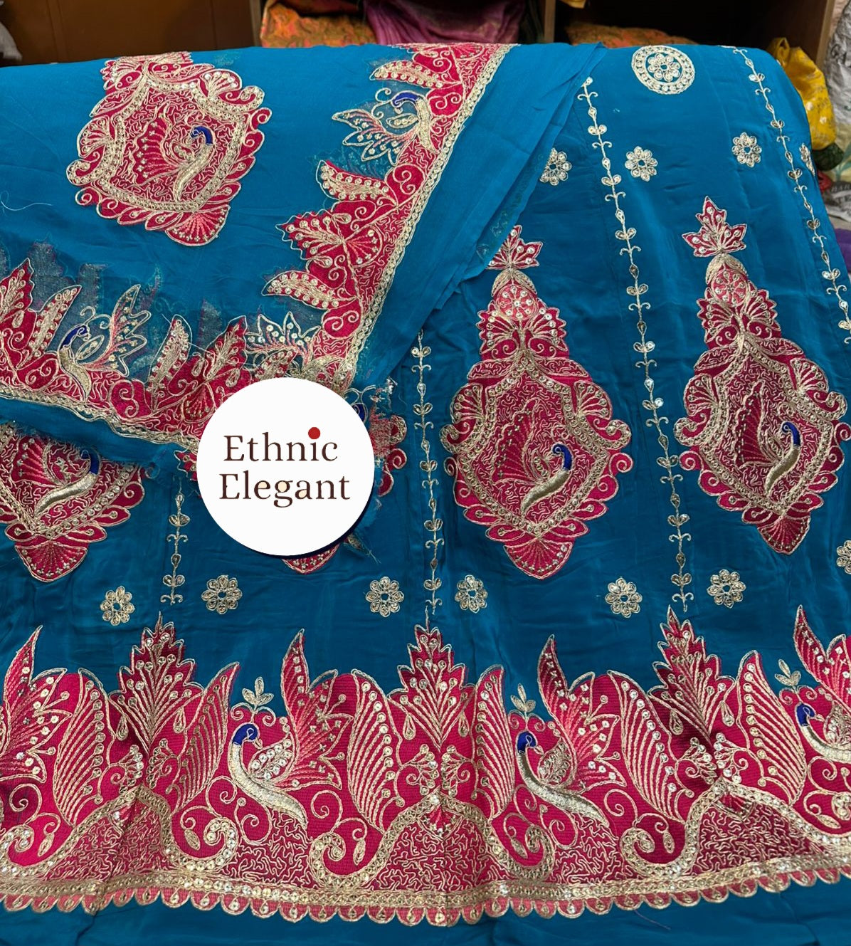 Natural silk thakurji pure odhna original copper work handwork elegant poshak