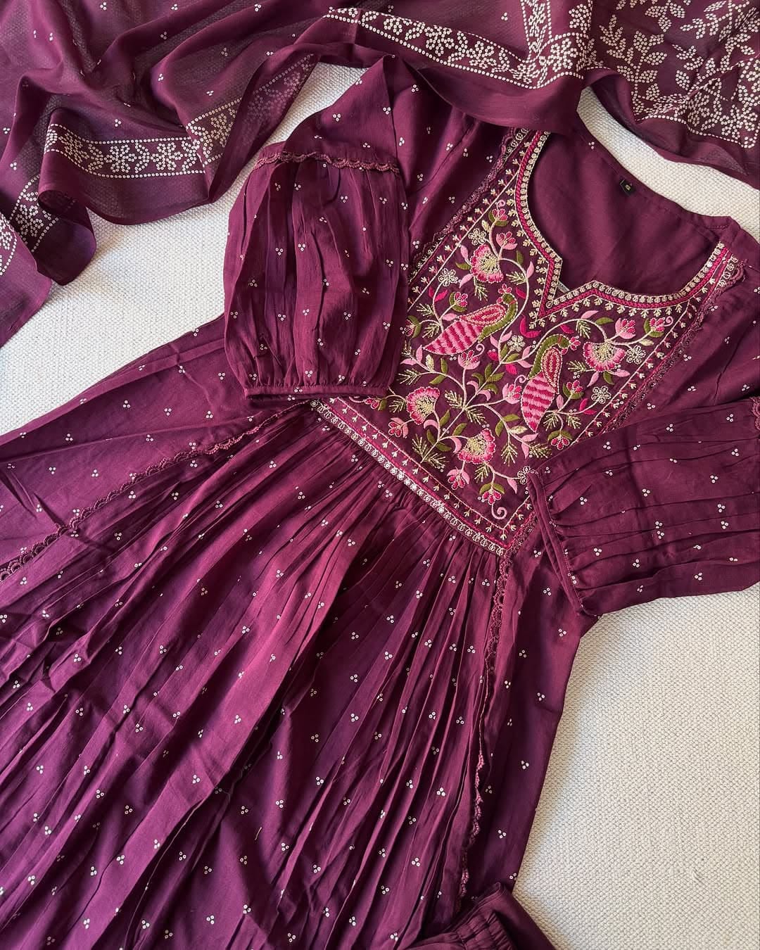 Beautiful embroidery work anarkali kurti set Size available*- *38 40 42,44,46