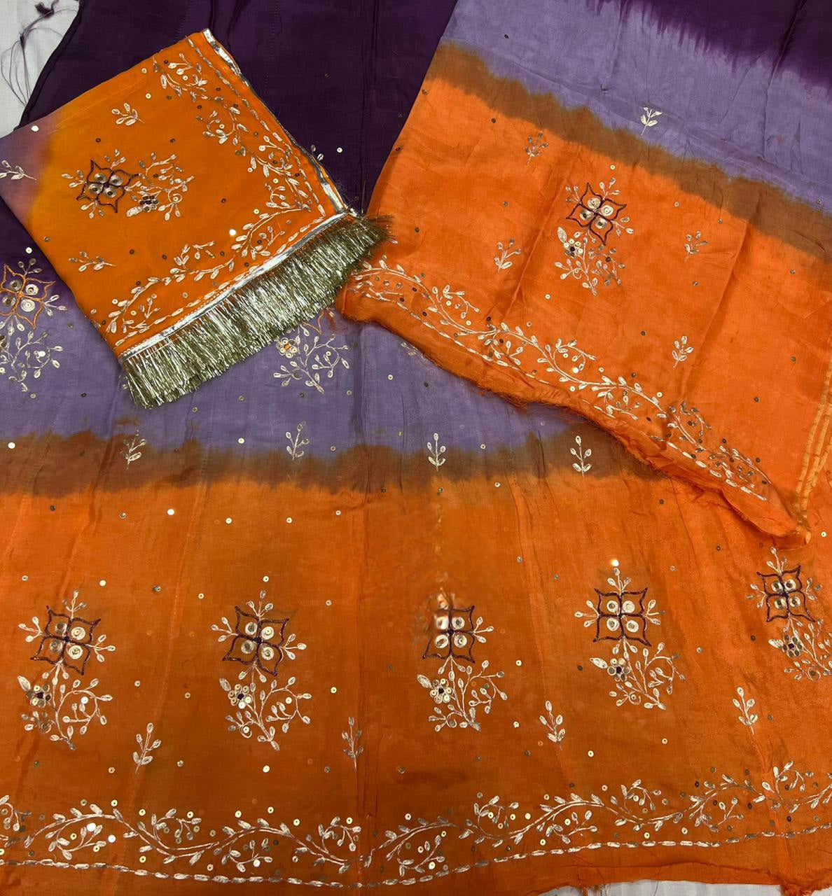 Boutique Party Wear Poshak: New Upada Crape Fabric | 3D Shaded Colors & Hand Aari Work