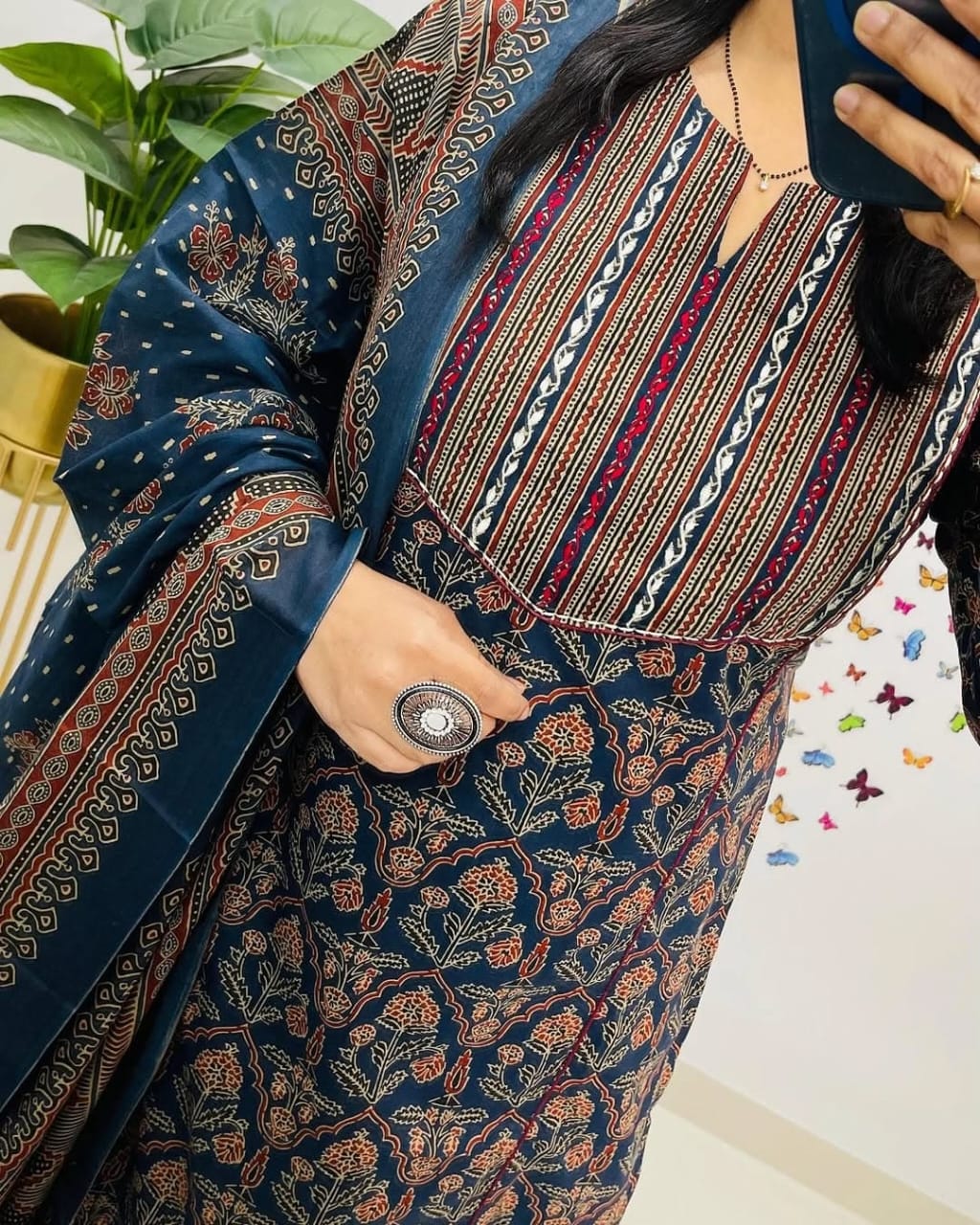 Elegant Partywear pure cotton kurti set Size: *M/38, L/40, XL/42, XXL/44,XXXl/46*