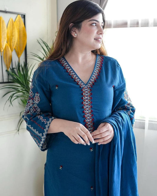 Elegant Embroidered work Partywear Kurti pant set Size : M L XL XXL XXXL