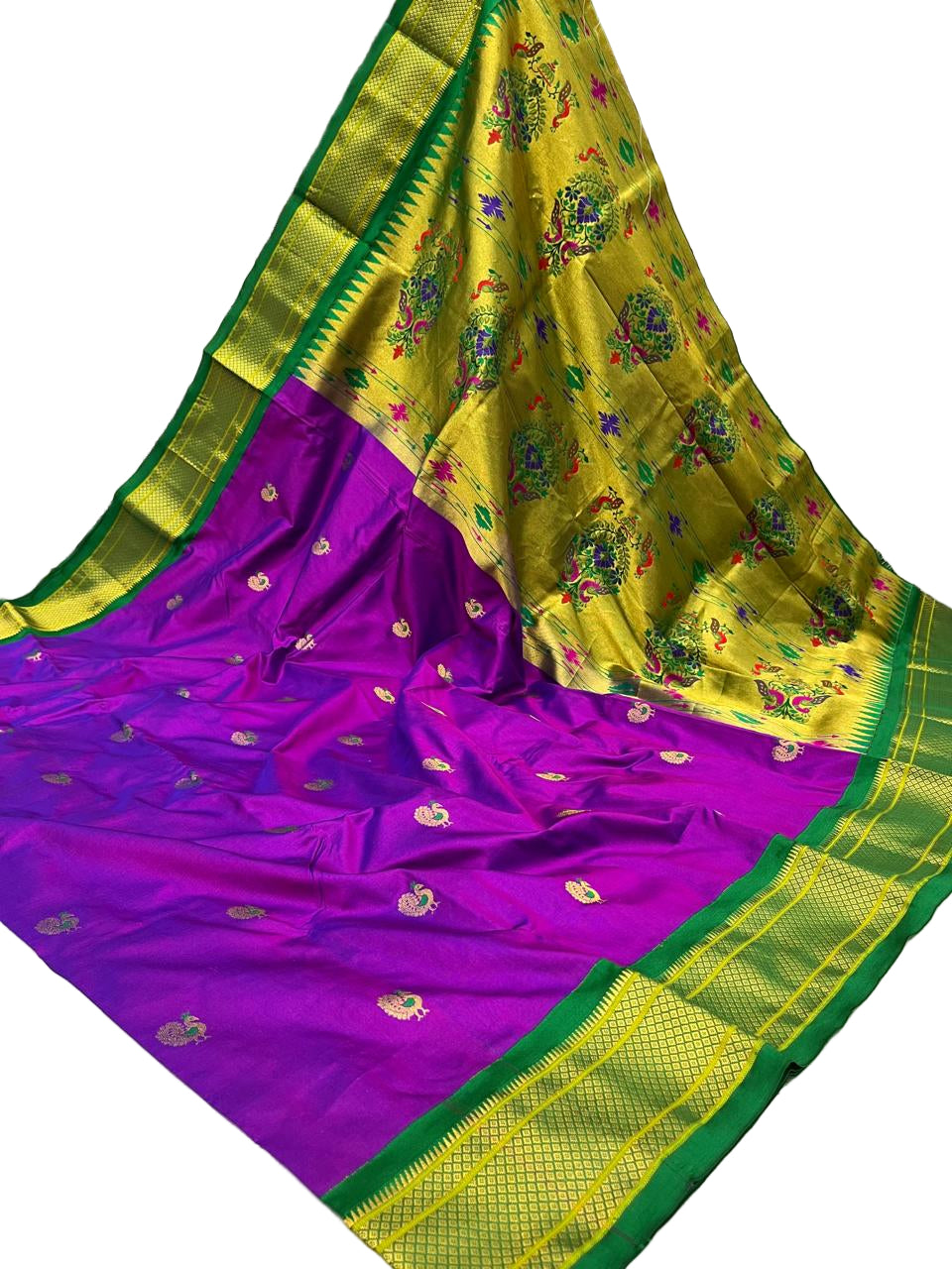 KADIYAL BORDER PEACOCK DESIGN PURE SILK PAITHANI SAREE
