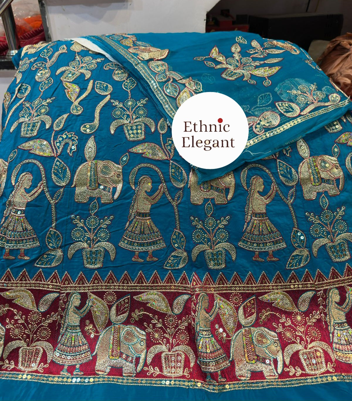 Natural silk poshak thakurji pure odhna heavy patch work handwork poshak