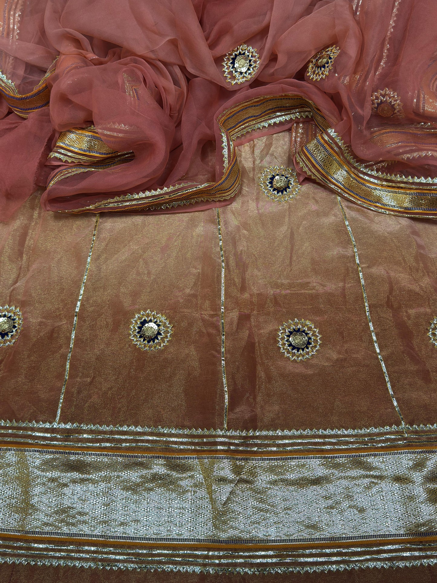 Partywear tissue fabric Rajasthani poshak