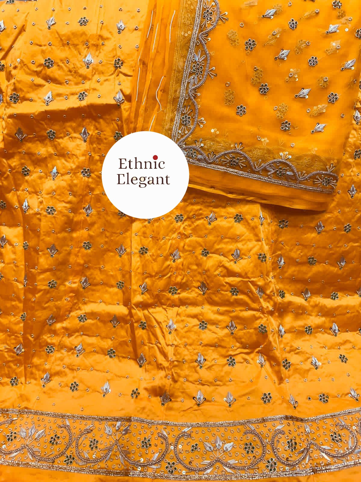 Heavy Bember Satin Poshak with Pure Thakurji Odhna | Aari, Jardoji & Dabka Handwork