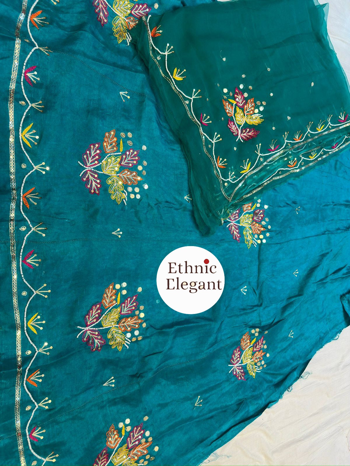 Premium Upada Silk Resham–Moti Handwork Thakurji Odhna | Beautiful Boutique Poshak