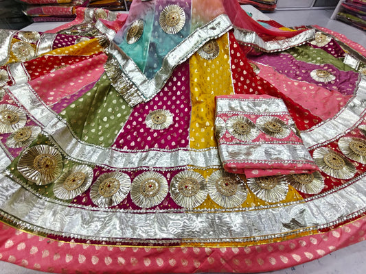 Elegant Multicolour Rajasthani Poshak with Heavy Gota Work | Traditional Rajwadi Wear