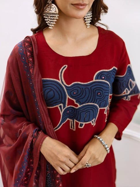 Beautifully decorated with handwork weaving and prints Suit Set  Size - M(38), L(40), XL(42), XXL(44), 3XL(46)*