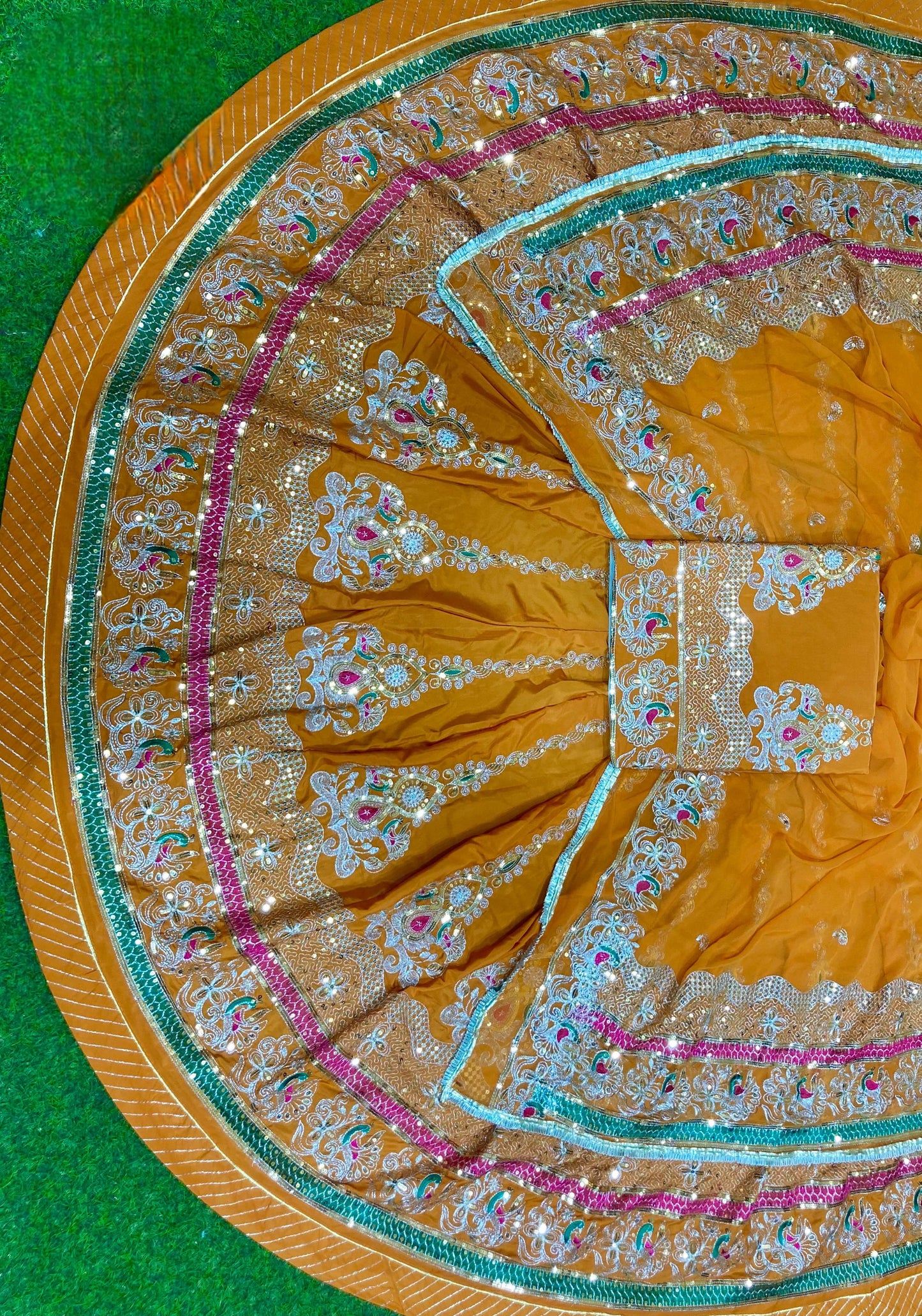 Vintage style Barik Zari work full 4 mt gher heavy beautiful Rajasthani poshak