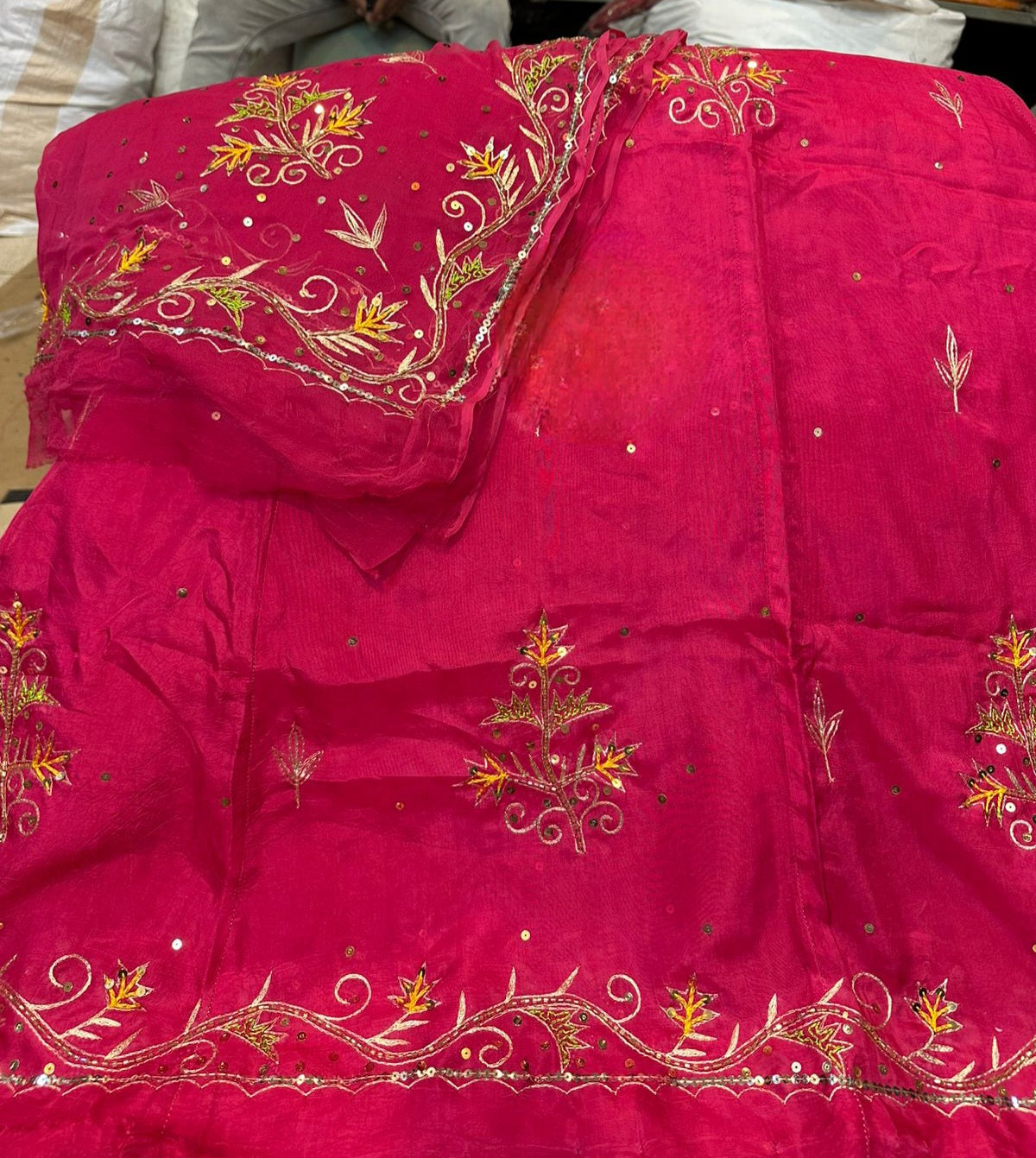Heavy upada fabric Resam Thakurji pyor odhna taara  katdana handwork Elegant poshak