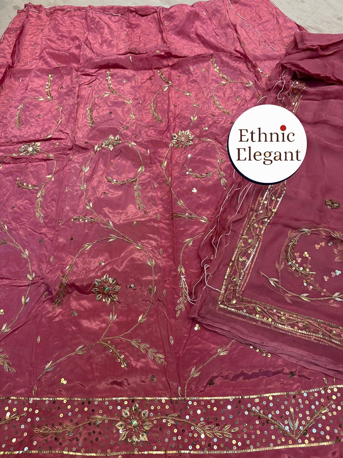 Natural silk thakurji pure odhna dabka + taara  handwork poshak