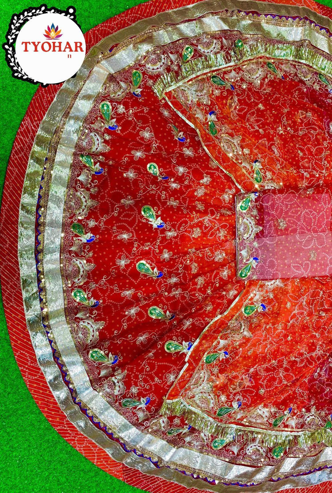 Elegant RAI BHANDHEJ multishaded BOUTIQUE ZARI WORK poshak