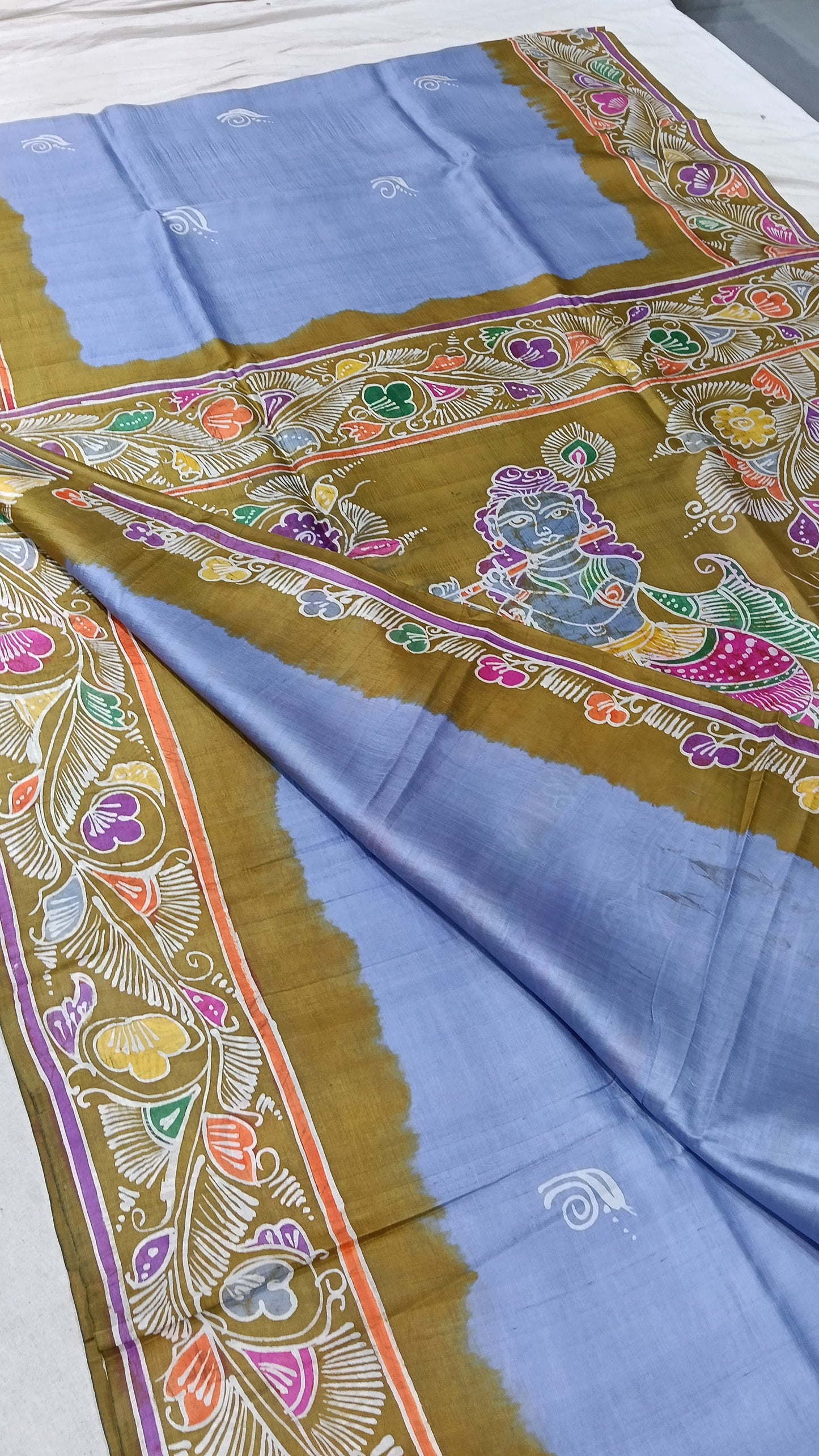 Beautiful Batik Hand-Painted Pure Silk Saree – Silk Mark Certified