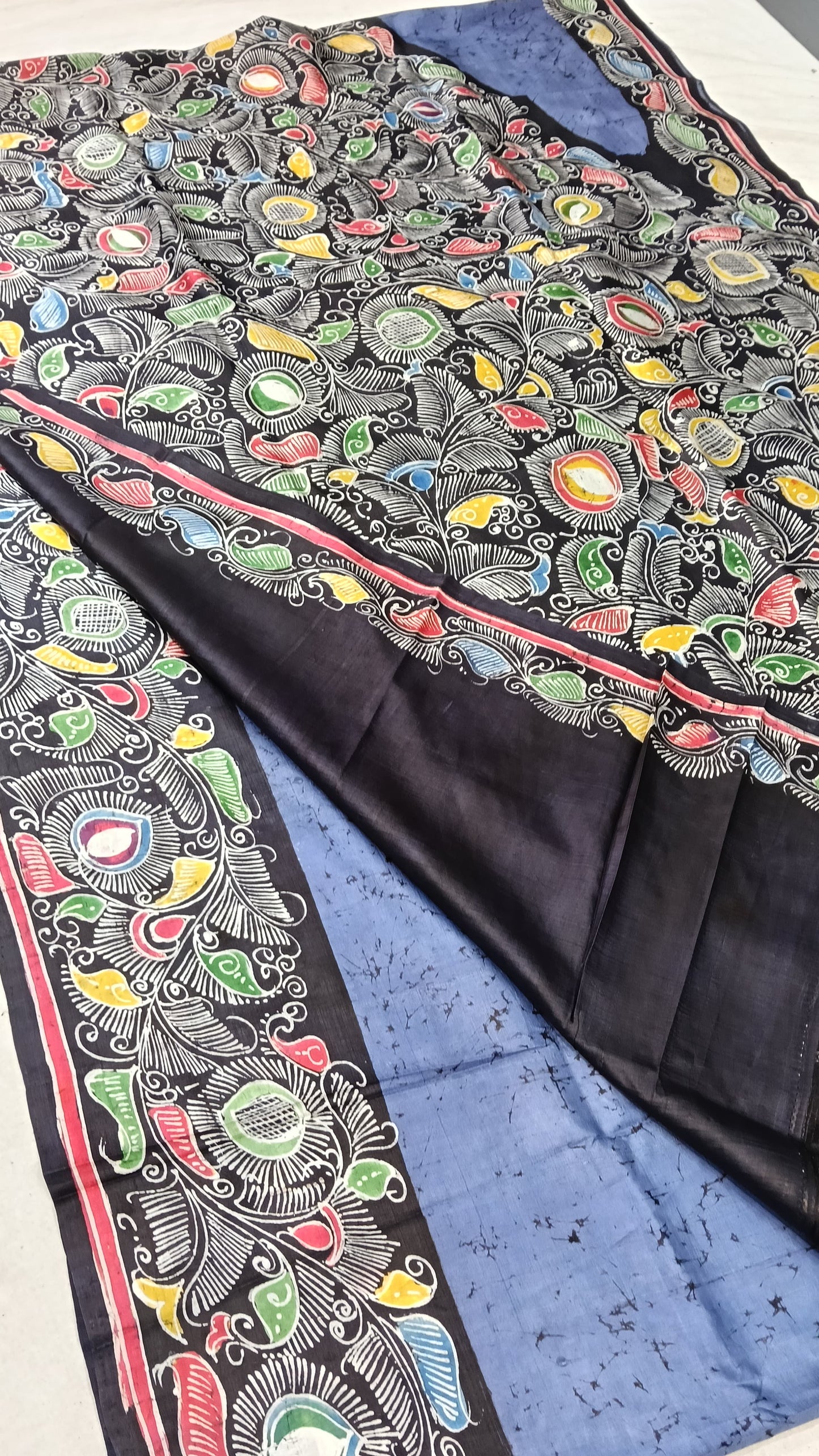 Batik Handprinted Pure Silk saree Silk Mark Certified