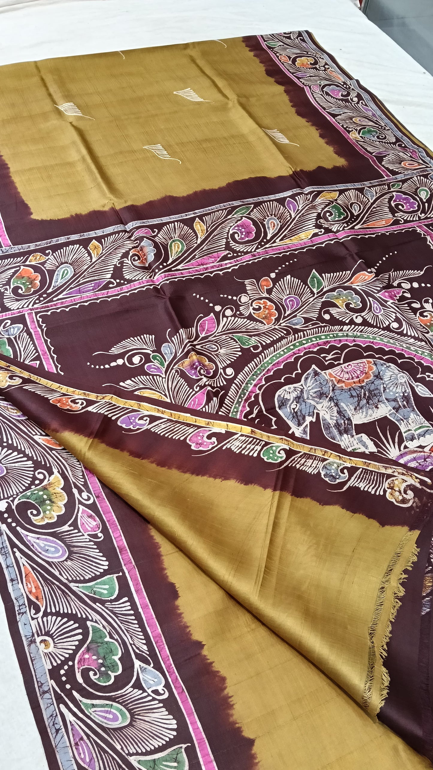 Beautiful Batik Hand-Painted Pure Silk Saree – Silk Mark Certified