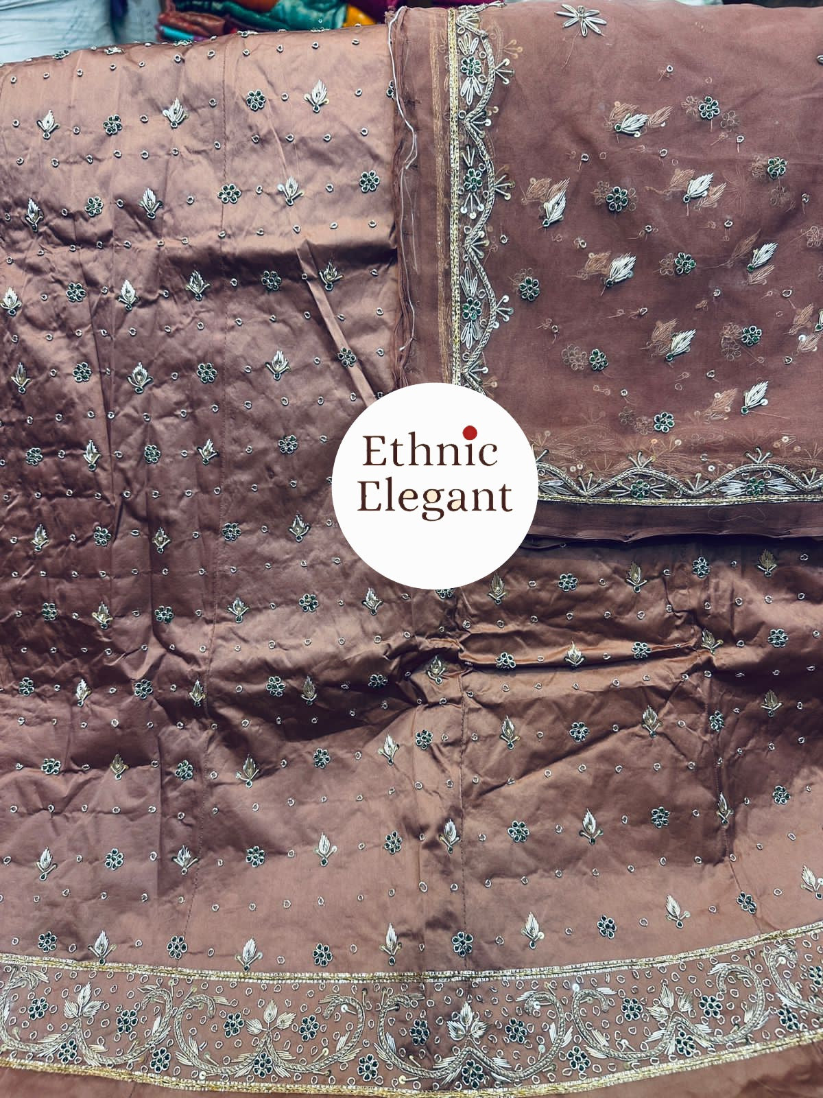 Heavy Bember Satin Poshak with Pure Thakurji Odhna | Aari, Jardoji & Dabka Handwork