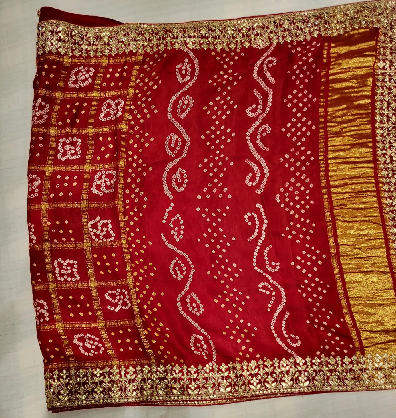 Pure Gaji Silk Bhandhej Gharchola Saree – Traditional Bridal Wear