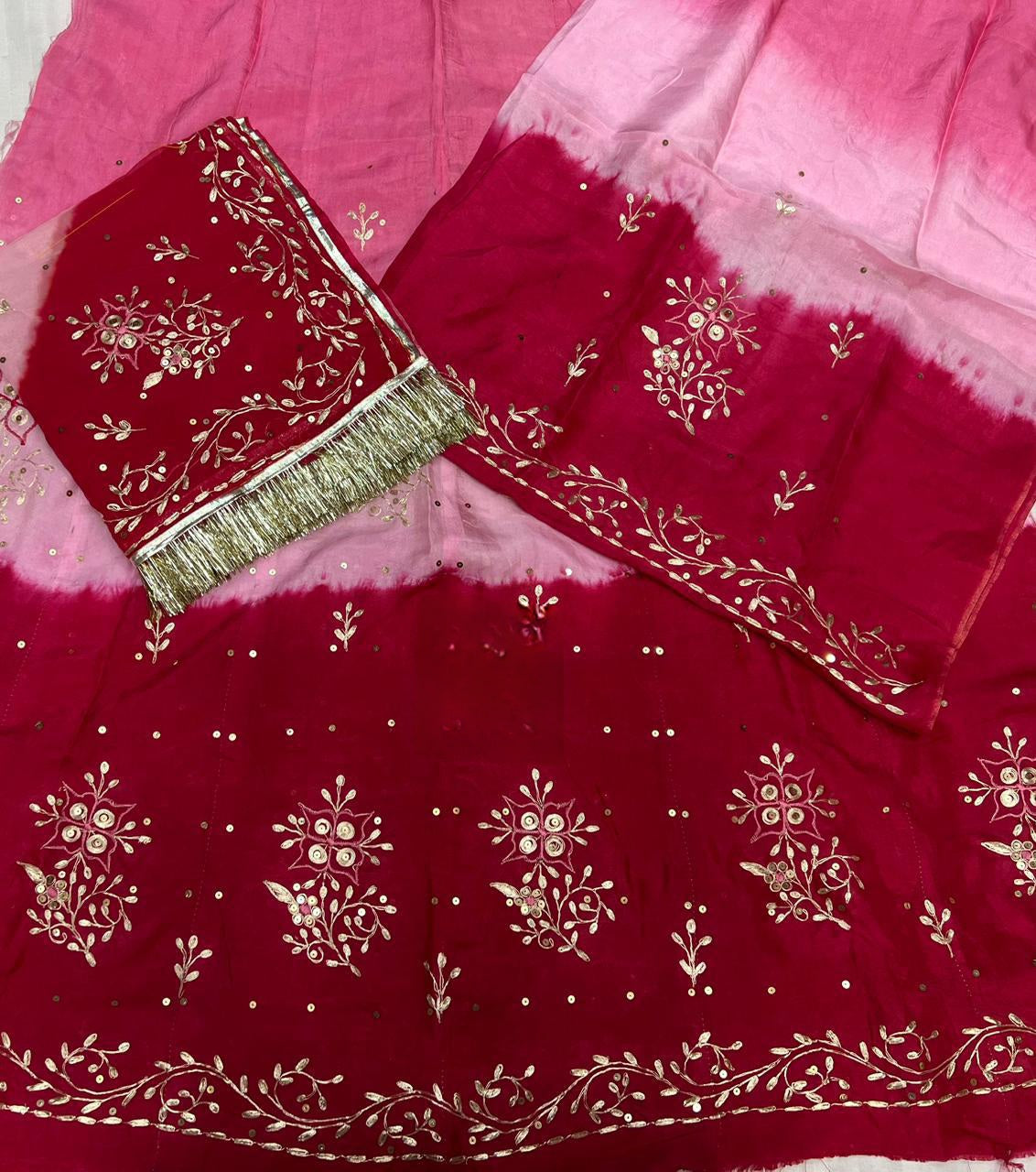 Boutique Party Wear Poshak: New Upada Crape Fabric | 3D Shaded Colors & Hand Aari Work