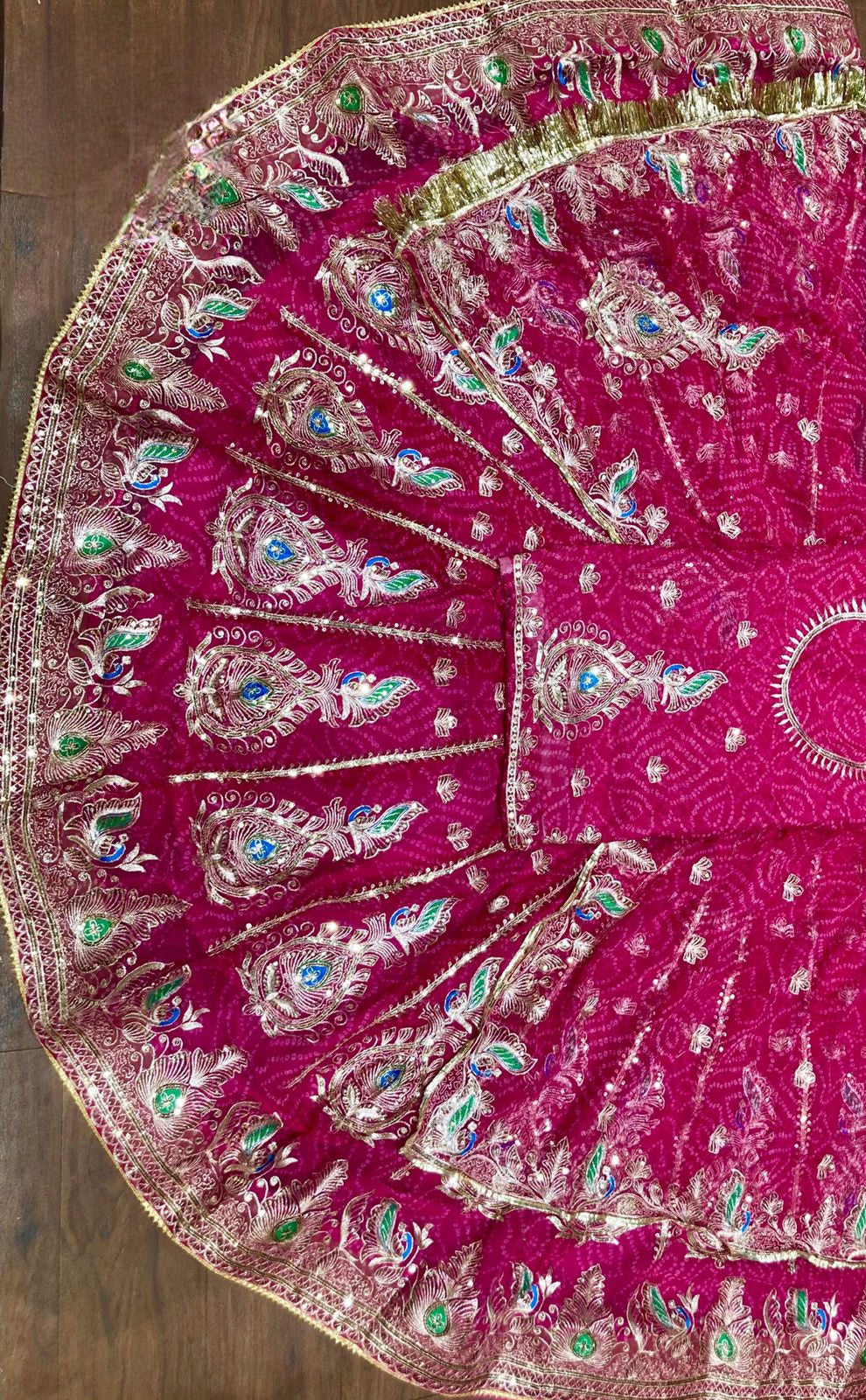 Designer 5 MTR Gher Vintage Chunnari Elegant Rajputi Poshak