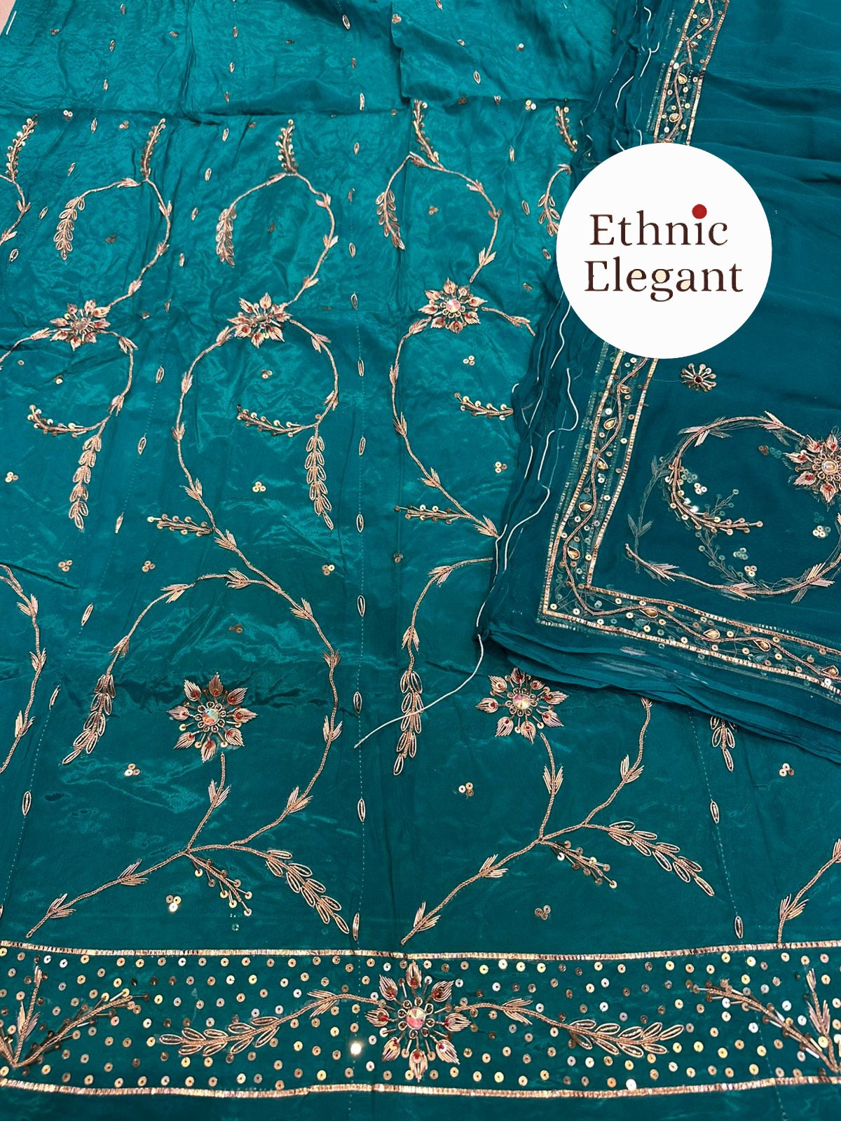 Natural silk thakurji pure odhna dabka + taara  handwork poshak