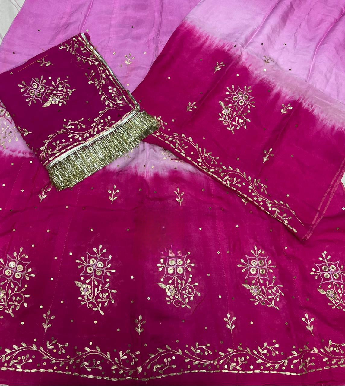 Boutique Party Wear Poshak: New Upada Crape Fabric | 3D Shaded Colors & Hand Aari Work