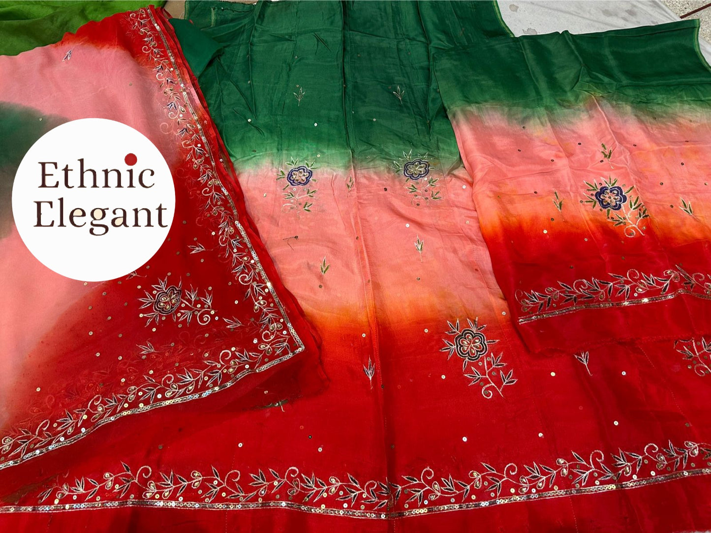 Heavy upada thakurji pure odhna painting + resam handwork Rajasthani poshak