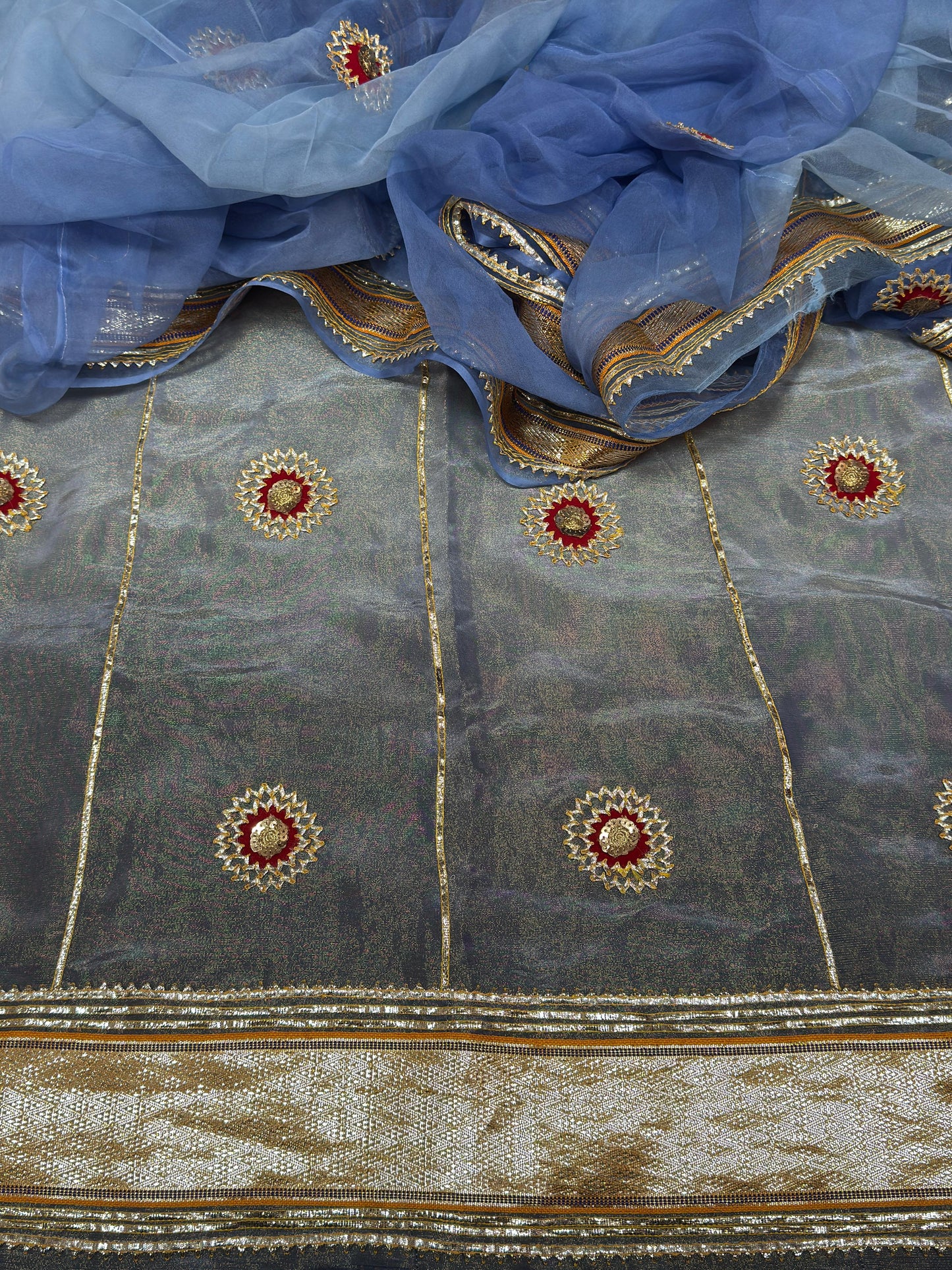 Partywear tissue fabric Rajasthani poshak