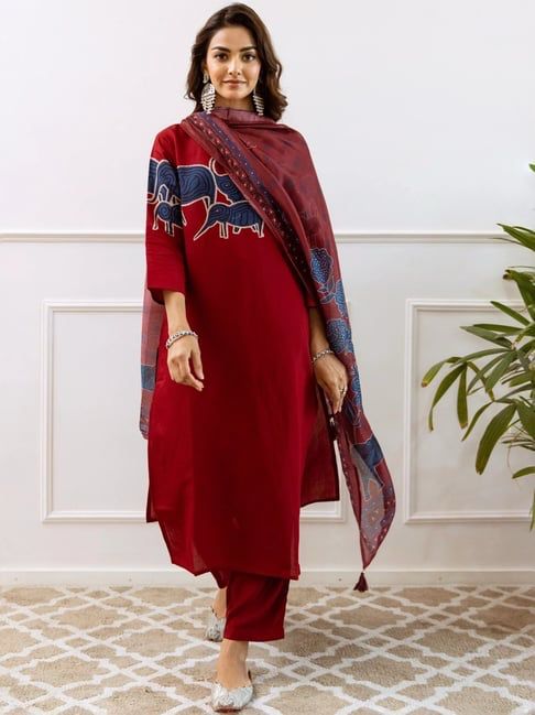 Beautifully decorated with handwork weaving and prints Suit Set  Size - M(38), L(40), XL(42), XXL(44), 3XL(46)*