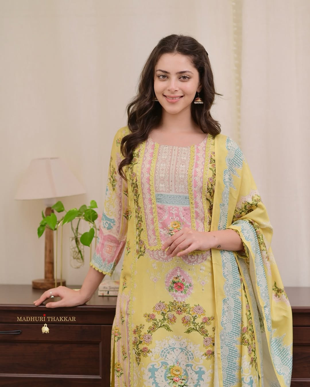 Designer Yellow Suit Set with Elegant Digital Prints