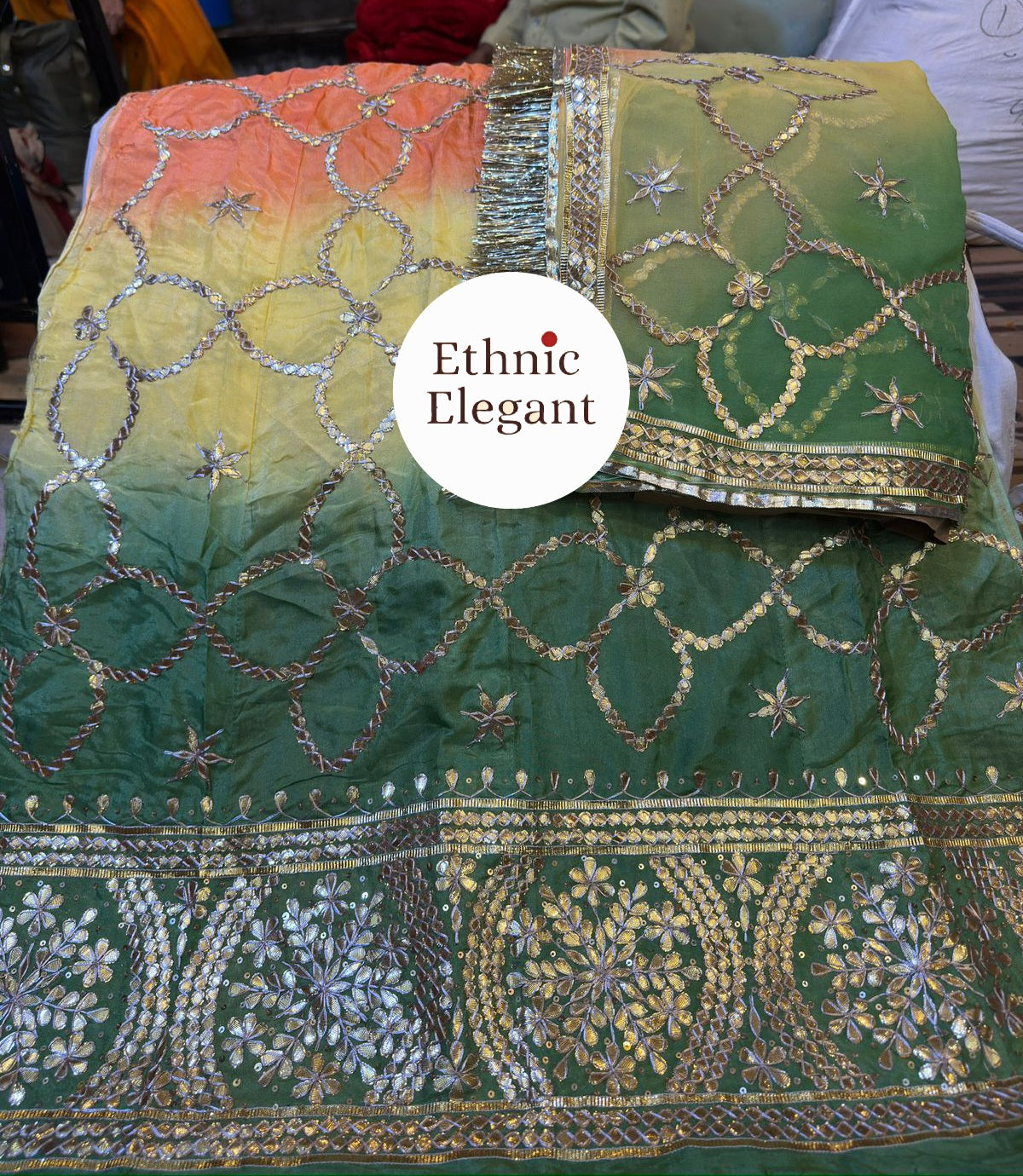 Royal Natural Crepe / Upada Silk Thakurji Pure Odhna Poshak with Heavy Gotapati Handwork  code:sy