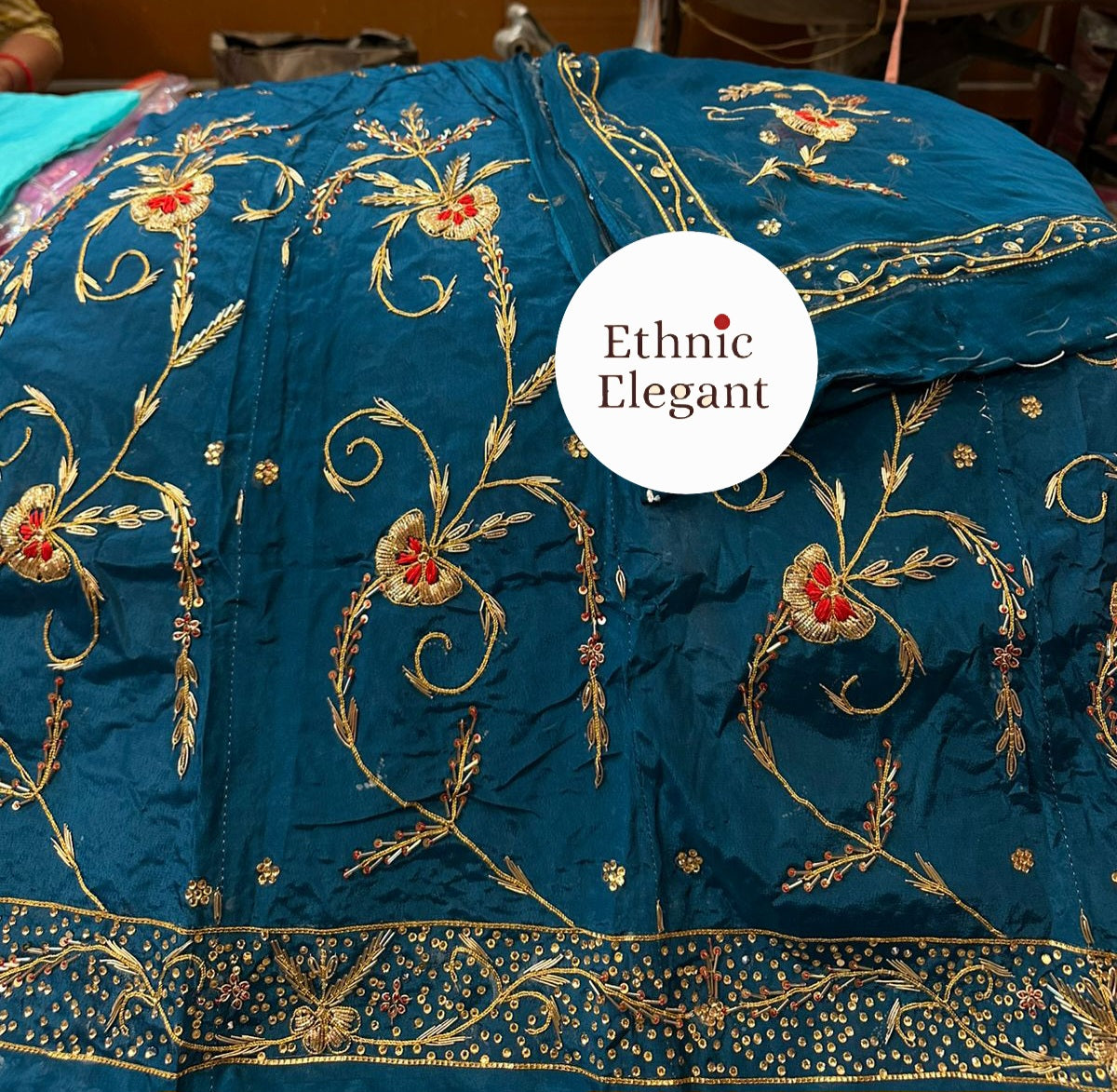 Rajwadi Poshak: Natural Crape with Pure Odhna | Heavy Jardoji & Dabka Handwork