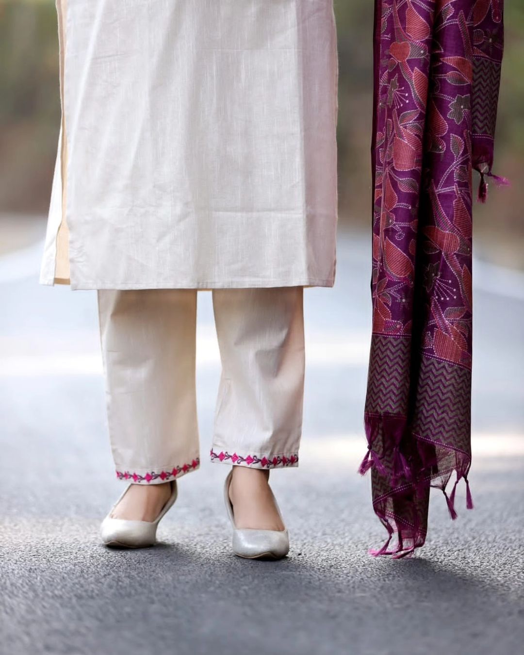 Beautiful embroidery work on kurti   pant & duppata set Size 38,40,42,44,46