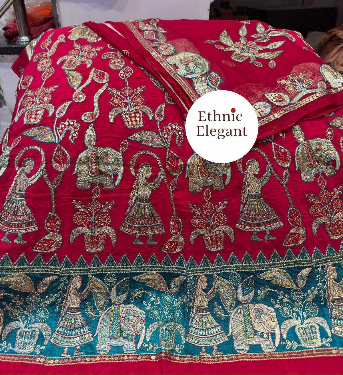 Natural silk poshak thakurji pure odhna heavy patch work handwork poshak