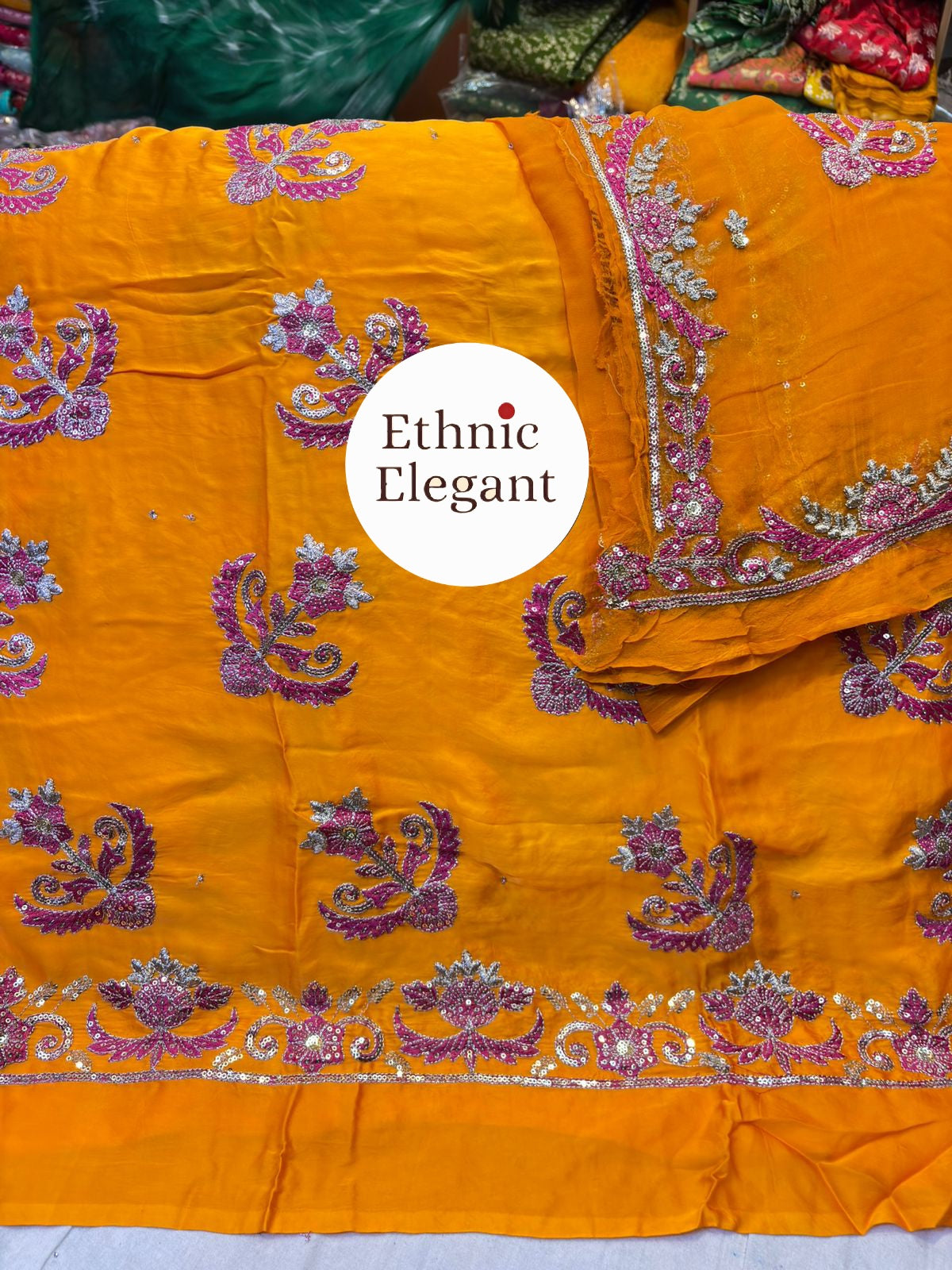 Premium Bember Silk Rajputi Poshak | Pure Thakurji Odhna | Authentic Copper Handwork