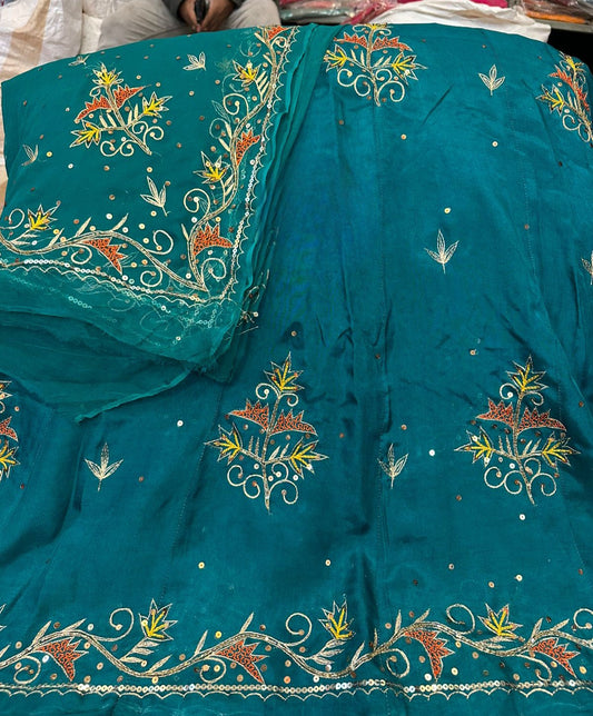 Heavy upada fabric Resam Thakurji pyor odhna taara  katdana handwork Elegant poshak