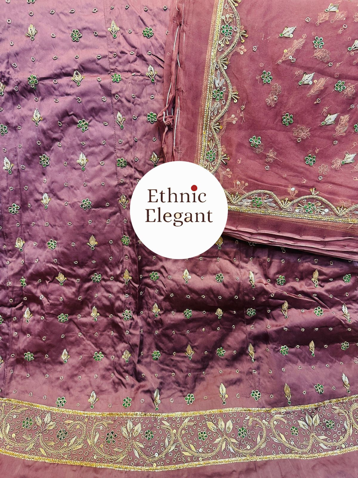 Heavy Bember Satin Poshak with Pure Thakurji Odhna | Aari, Jardoji & Dabka Handwork