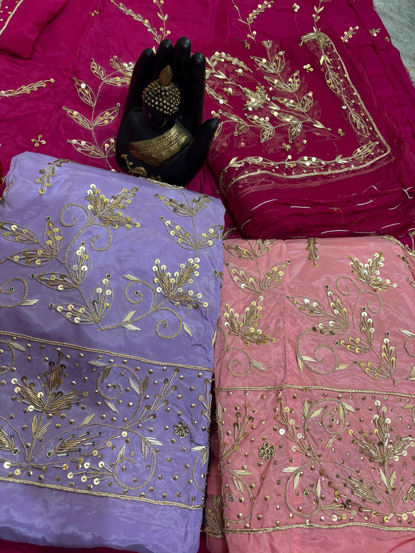 Natural crap thakurji pure odhna heavy hand work boutique Rajputi poshak