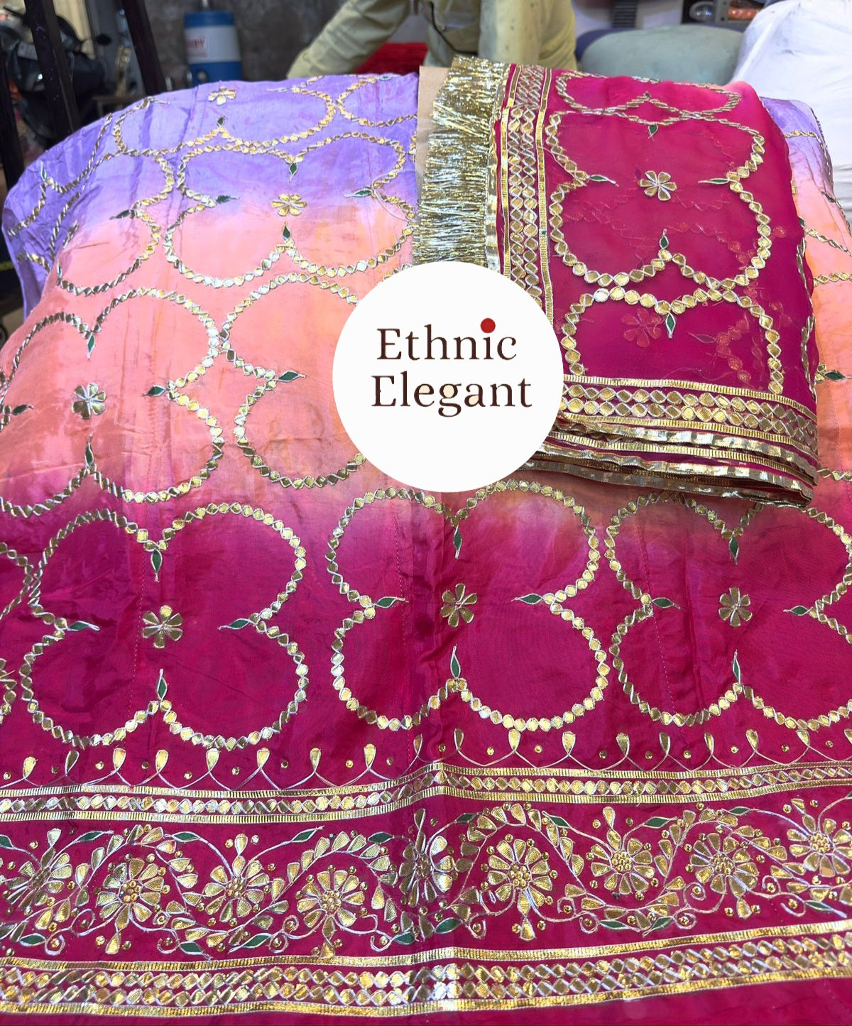 Royal Natural Crepe / Upada Silk Thakurji Pure Odhna Poshak with Heavy Gotapati Handwork  code:sy