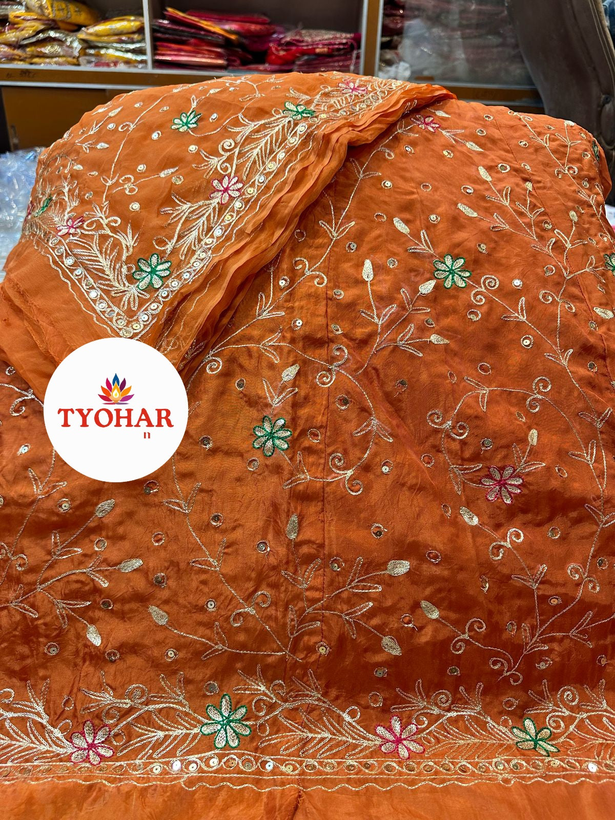 Upada pure odhna heavy jari work poshak