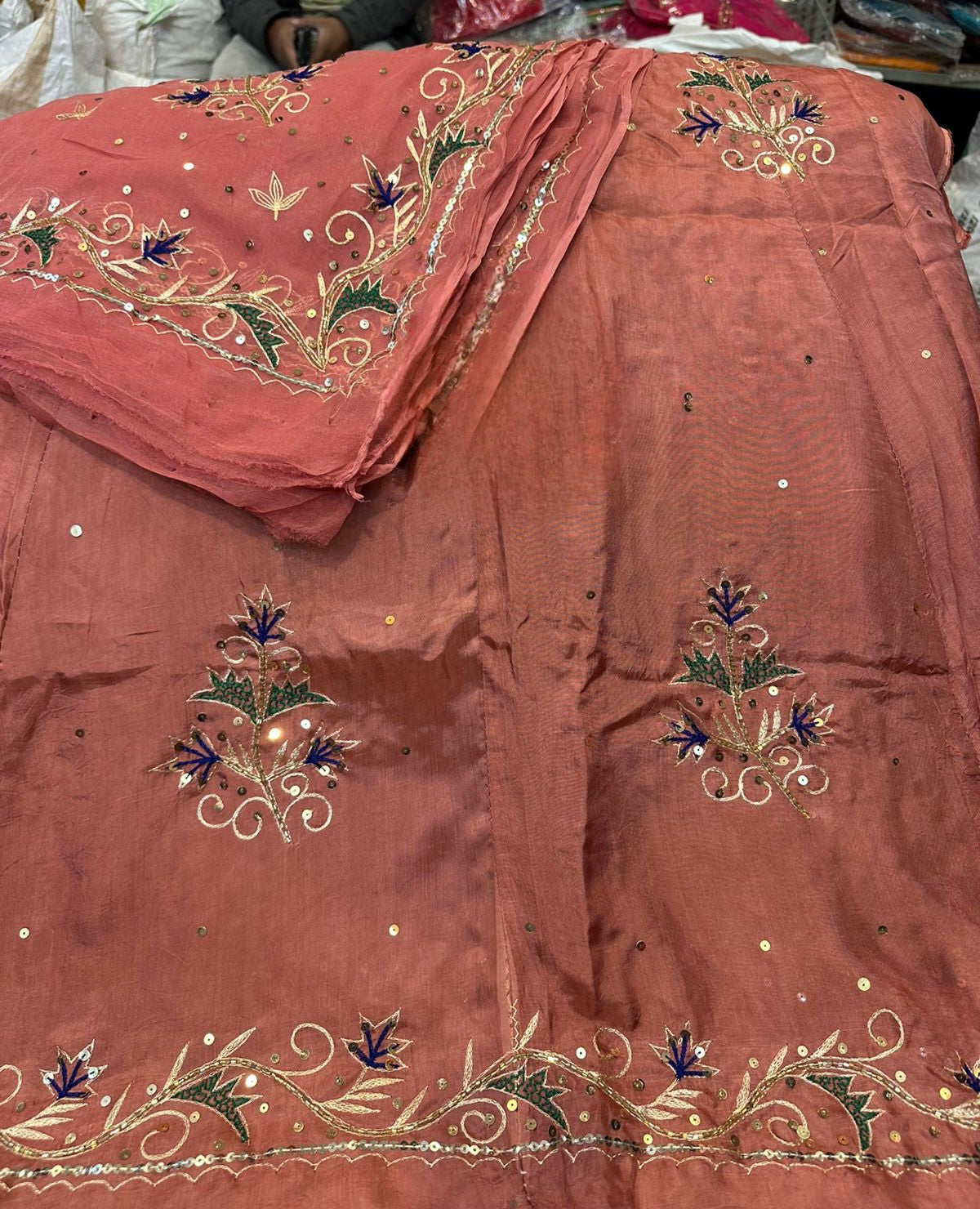 Heavy upada fabric Resam Thakurji pyor odhna taara  katdana handwork Elegant poshak