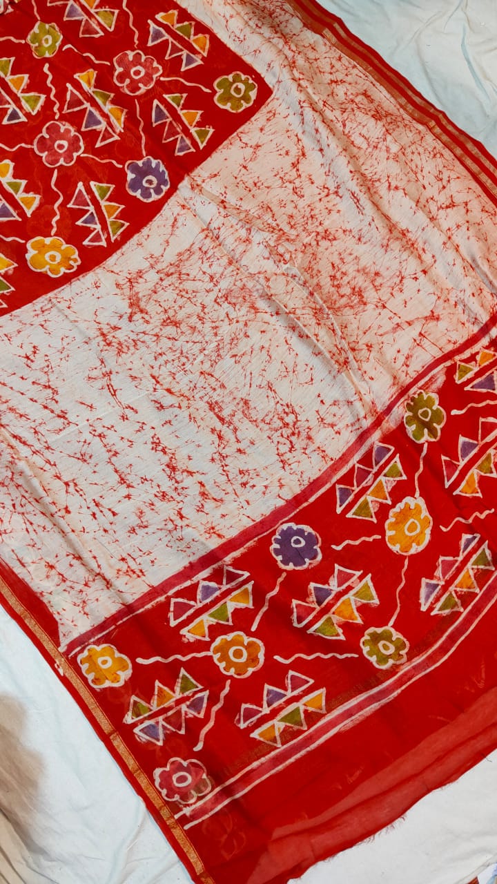 Batik pure Chanderi silk saree