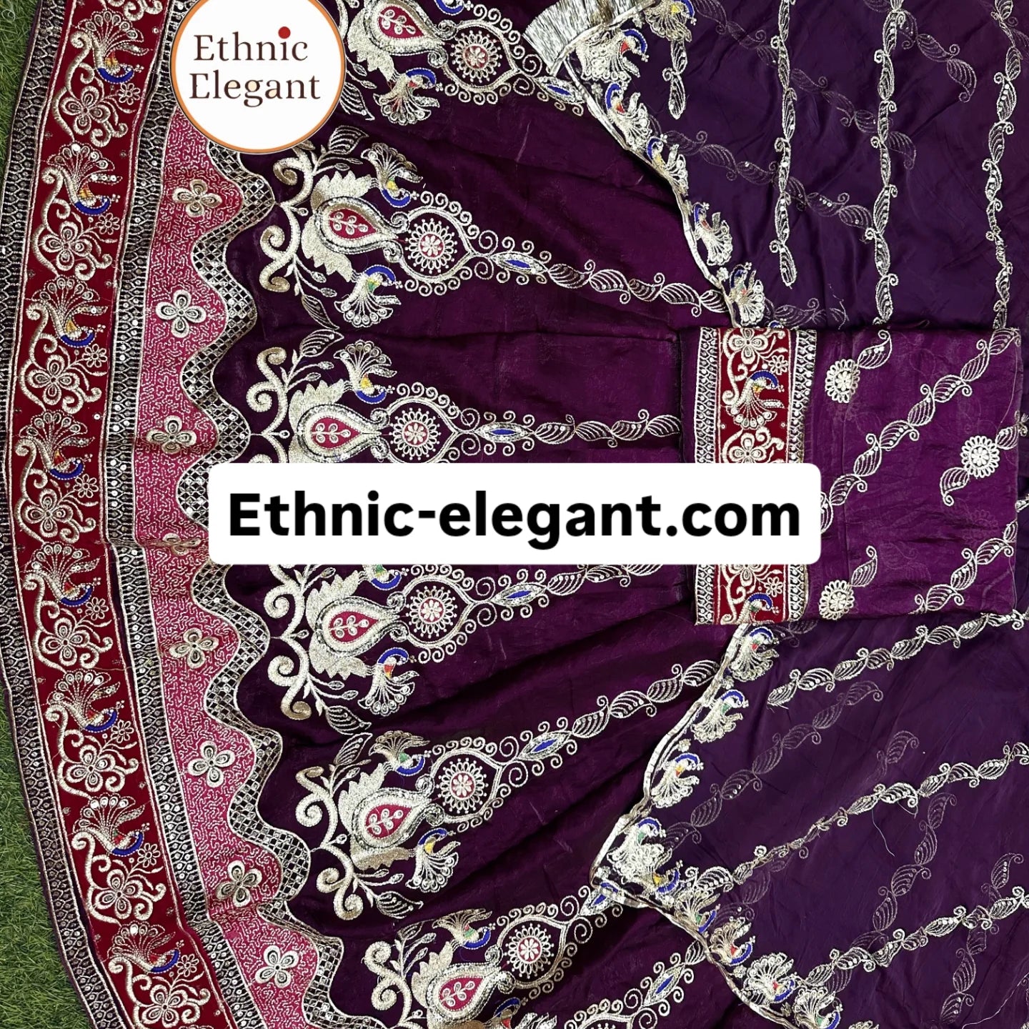 Elegant vintage style Barik Zari work 4 mtr gher designer poshak