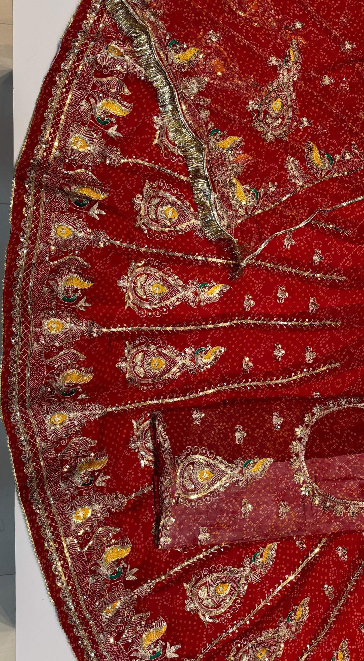 Traditional Rajputi Chundari Poshak | Half-Pure Fabric • 4 Mtr Ghera code: kk