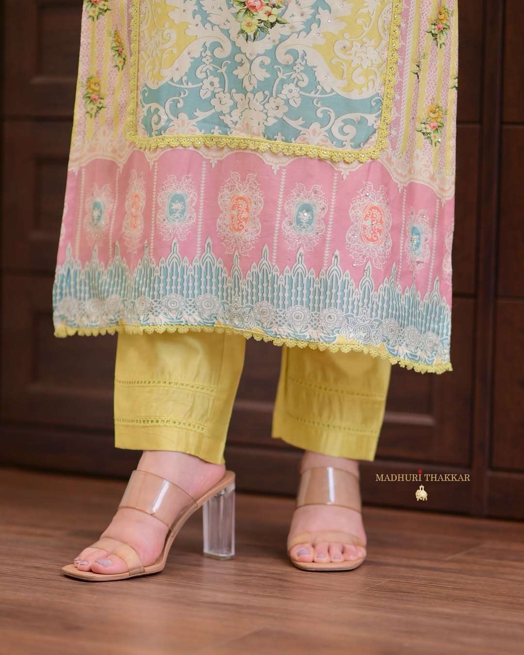 Designer Yellow Suit Set with Elegant Digital Prints