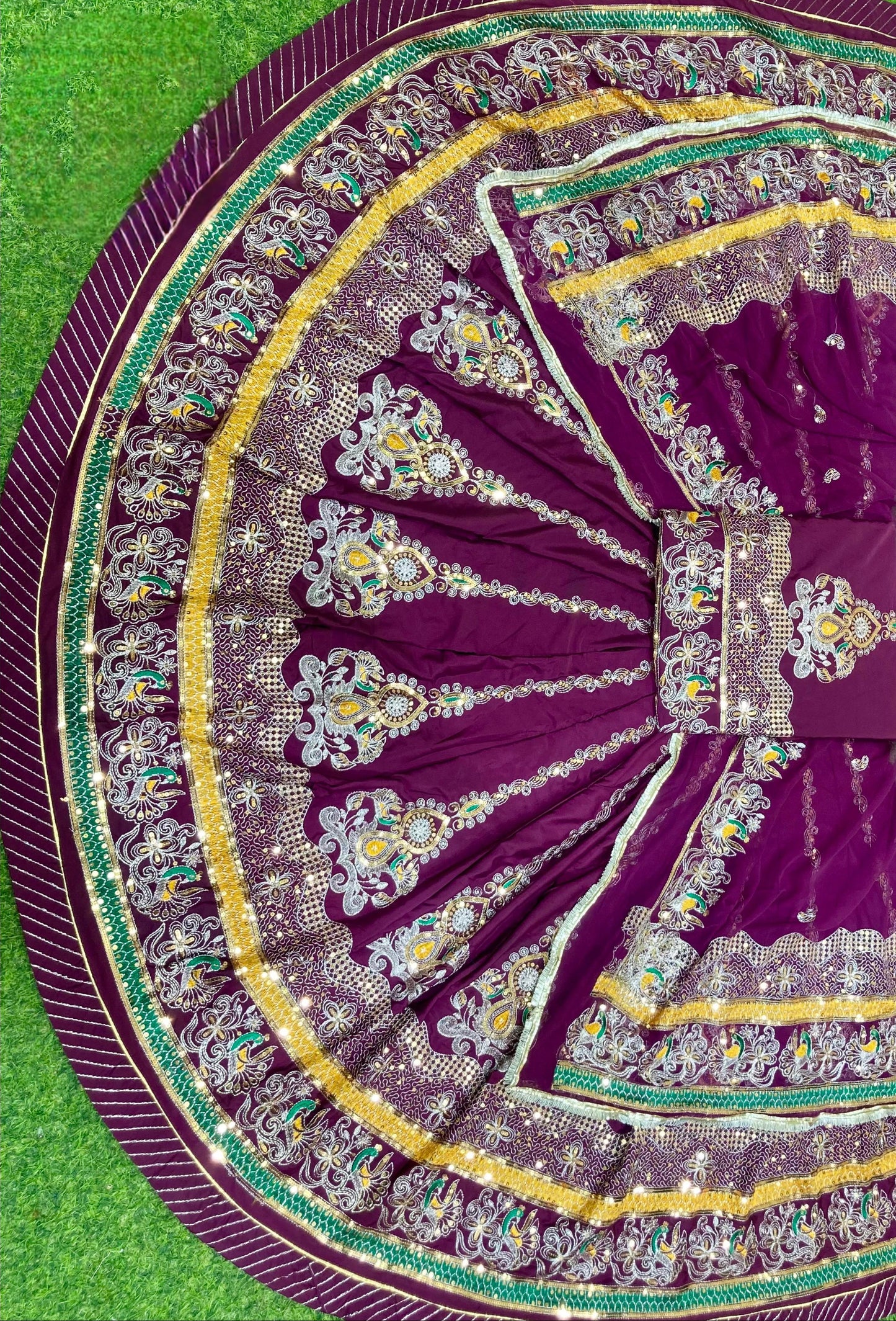 Vintage style Barik Zari work full 4 mt gher heavy beautiful Rajasthani poshak