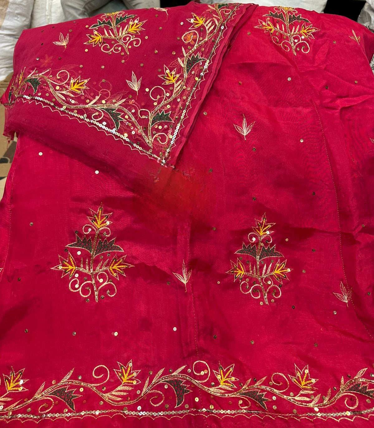 Heavy upada fabric Resam Thakurji pyor odhna taara  katdana handwork Elegant poshak