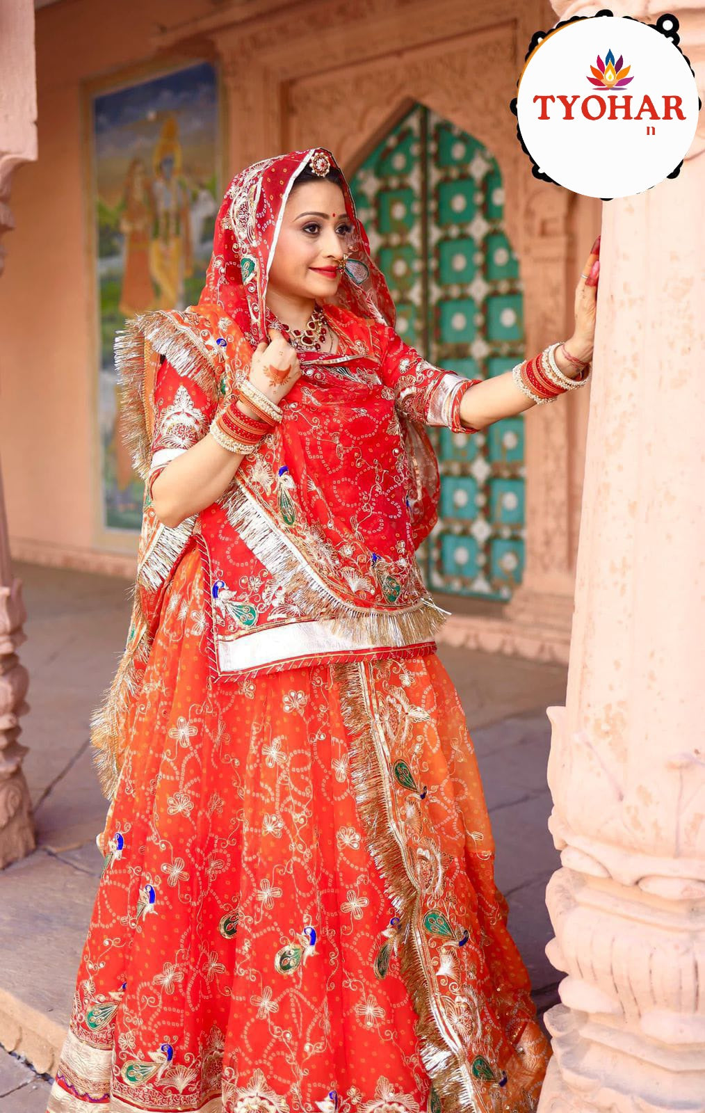 Elegant RAI BHANDHEJ multishaded BOUTIQUE ZARI WORK poshak